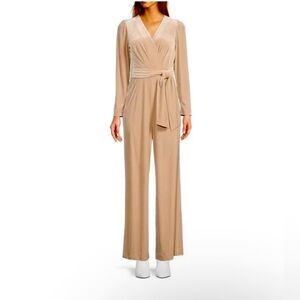 ANTONIO MELANI Taupe Long Sleeve Jumpsuit